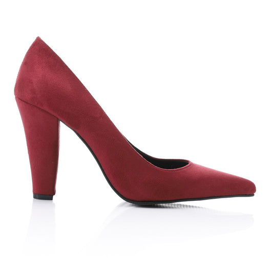 Burgundy Pointed Toe Suede High Heels