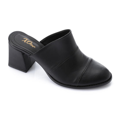 Black Classic Heeled Mules
