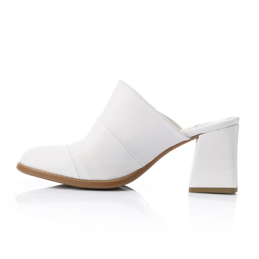 White Classic Heeled Mules