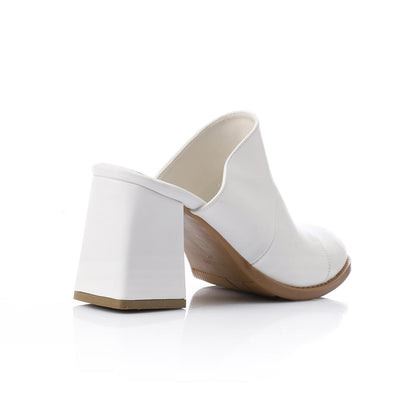 White Classic Heeled Mules
