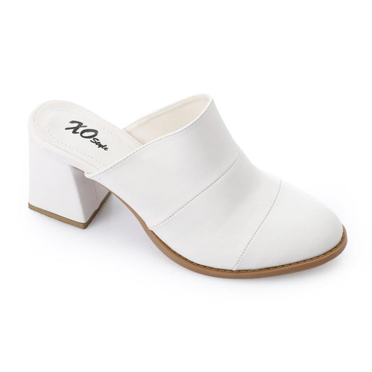 White Classic Heeled Mules