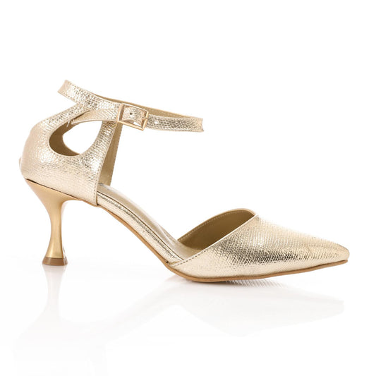 Gold Side Buckle Shiny Shoes