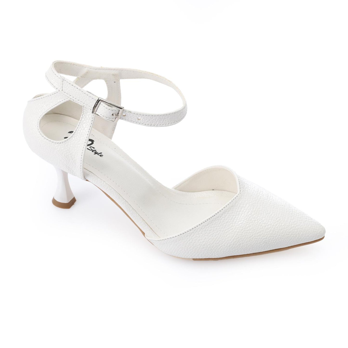 White Side Buckle Leather Shoes
