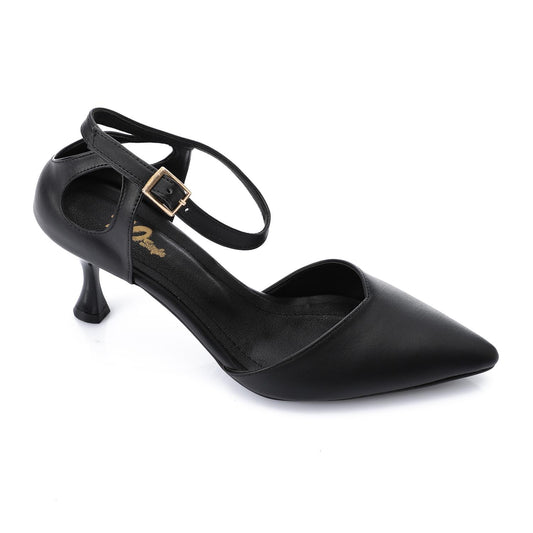 Black Side Buckle Leather Shoes