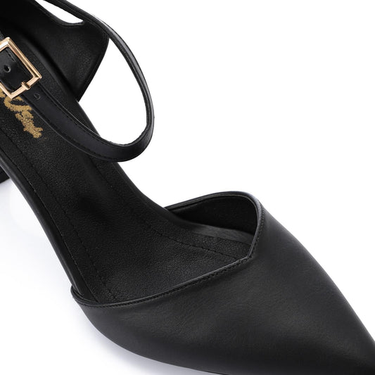 Black Side Buckle Leather Shoes