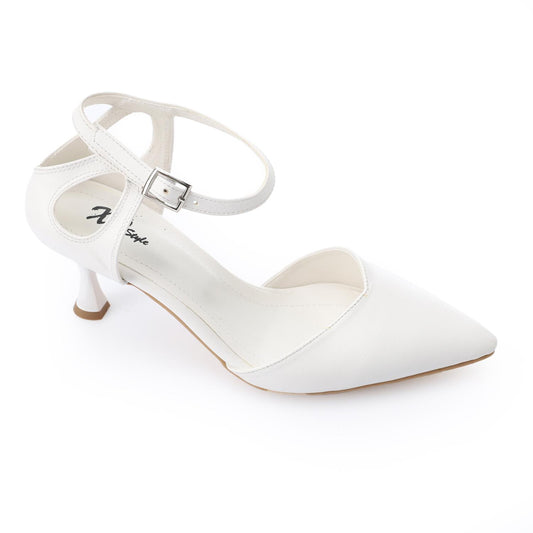 White Side Buckle Leather Shoes
