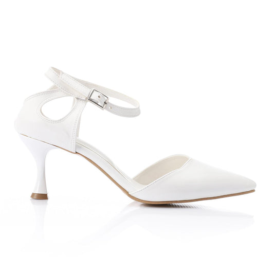 White Side Buckle Leather Shoes