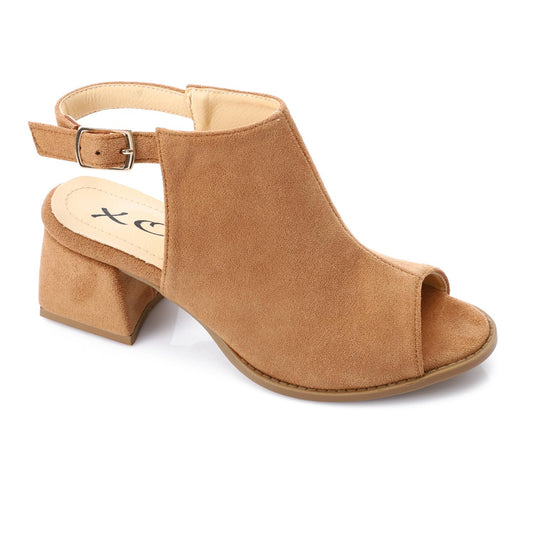 Camel Suede Leather Slingback Sandal