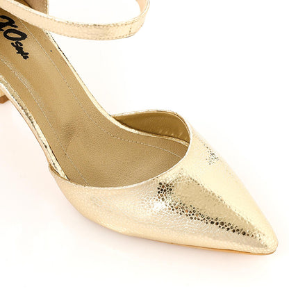 Shiny Gold Side Open High Heels