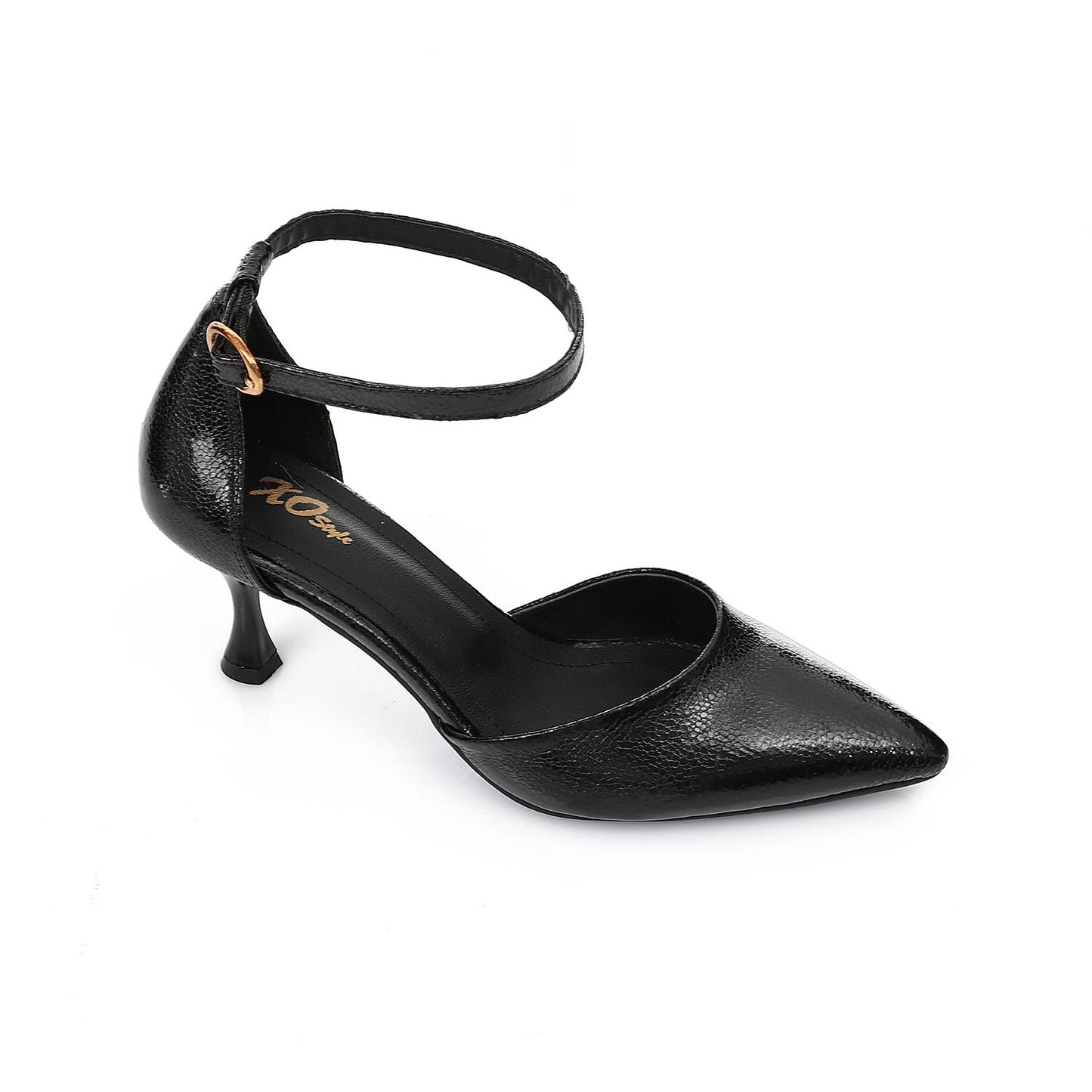 Black Textured Leather Pumps