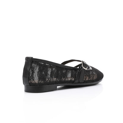 Black Upper Buckle Mesh Ballerina