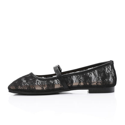 Black Upper Buckle Mesh Ballerina