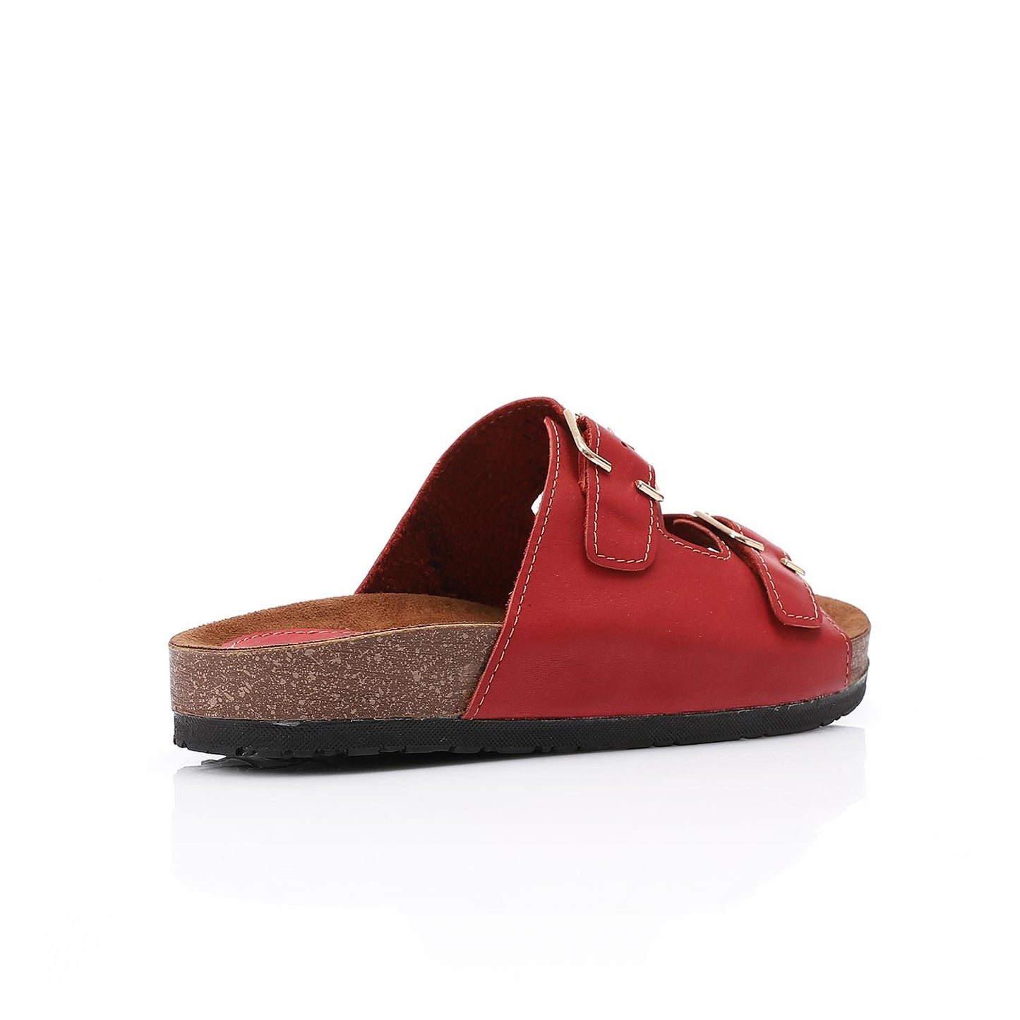 Red Double Buckle Flat Slipper