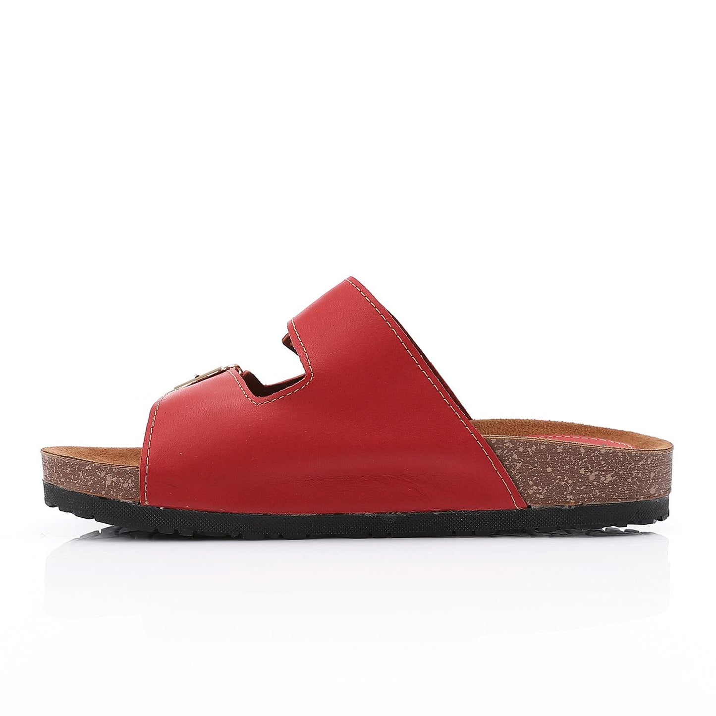 Red Double Buckle Flat Slipper