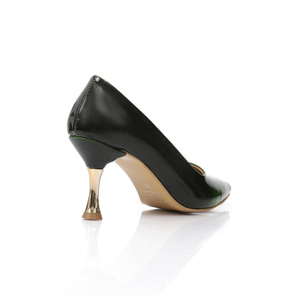 Dark Green Sleek Patent Leather Pumps