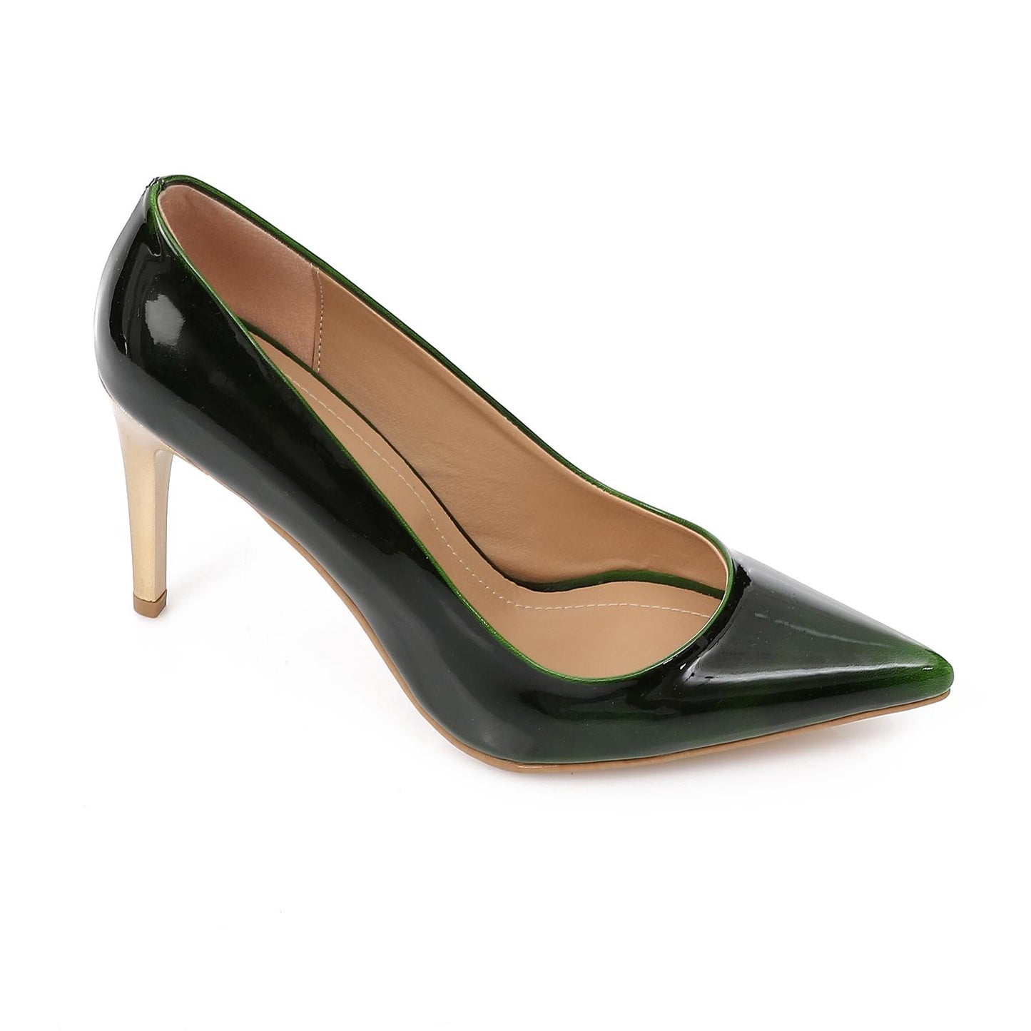 Dark Green Patent Leather Stiletto High Heels
