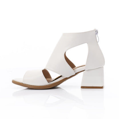 Back Zipper Heeled Sandal