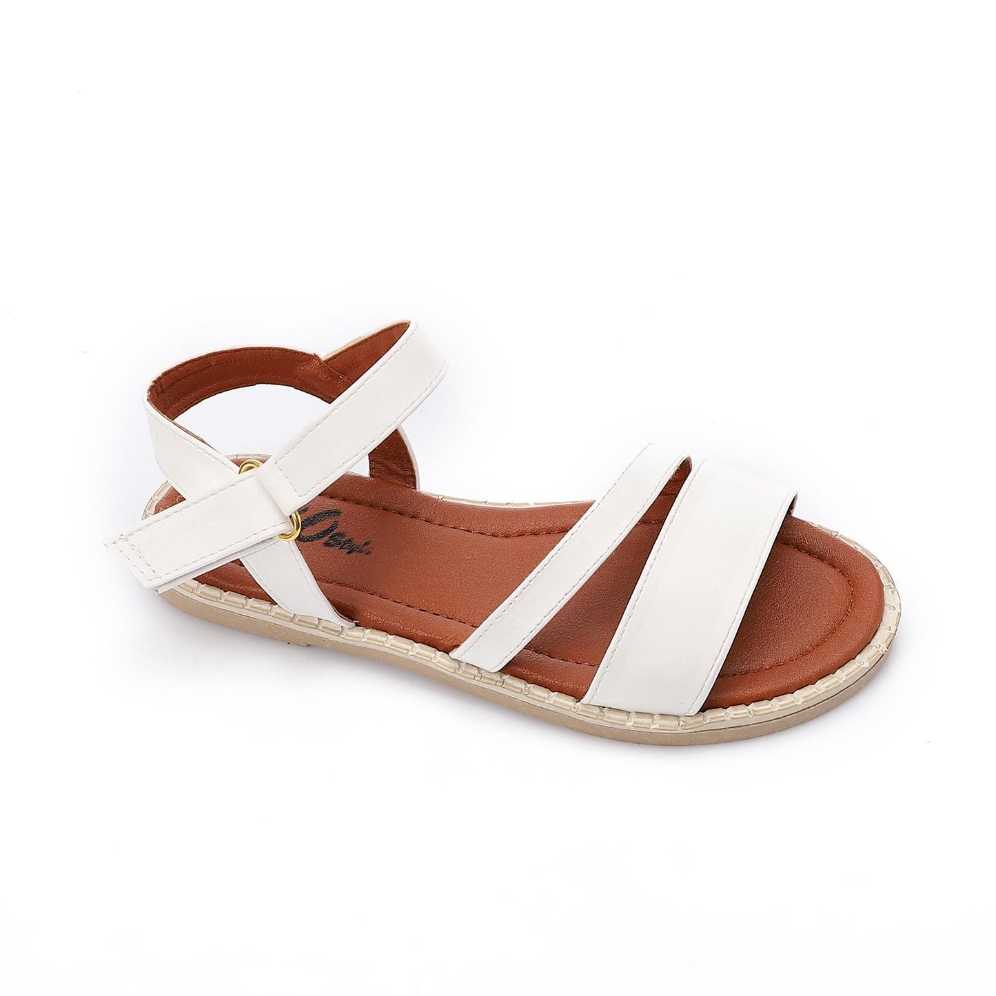 White Simple Flat Sandal for Teen Girls