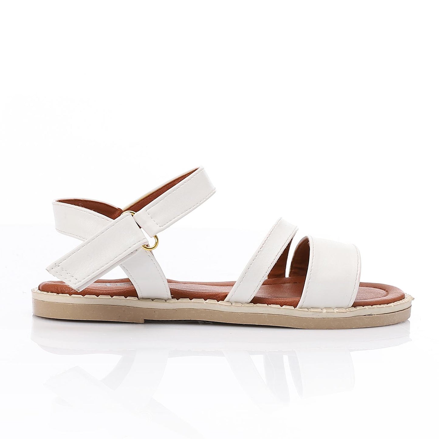 White Simple Flat Sandal for Teen Girls
