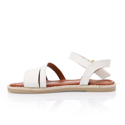 White Simple Flat Sandal for Teen Girls