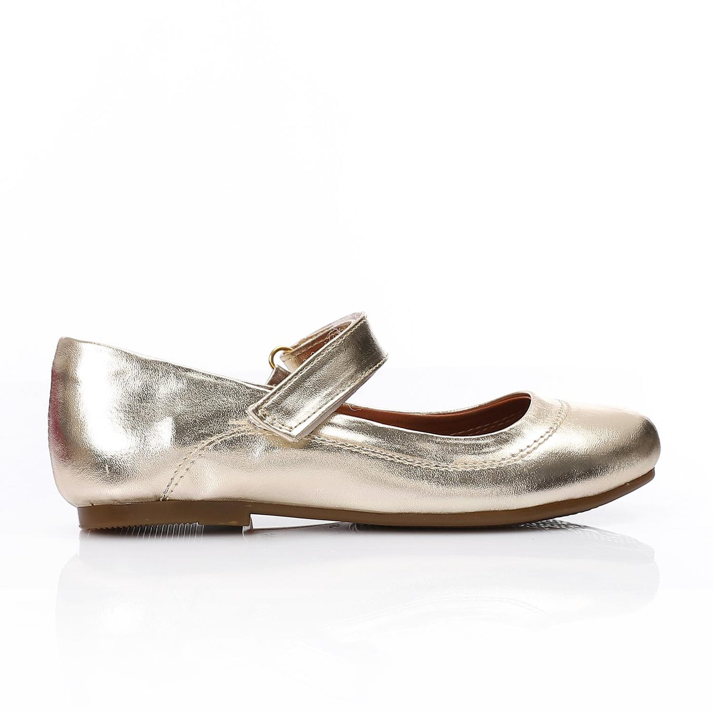 Gold Upper Velcro Closure Ballerina for Teen Girls