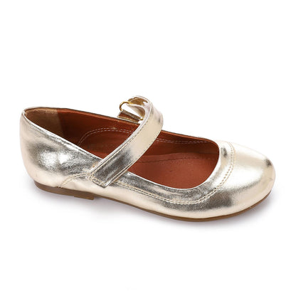 Gold Upper Velcro Closure Ballerina for Girls