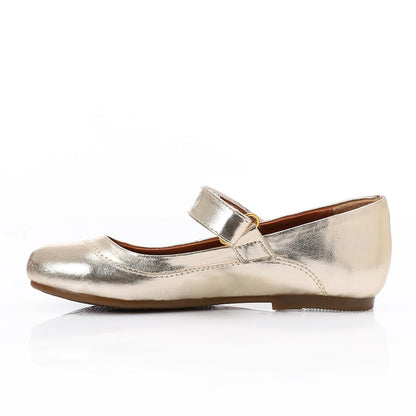 Gold Upper Velcro Closure Ballerina for Teen Girls