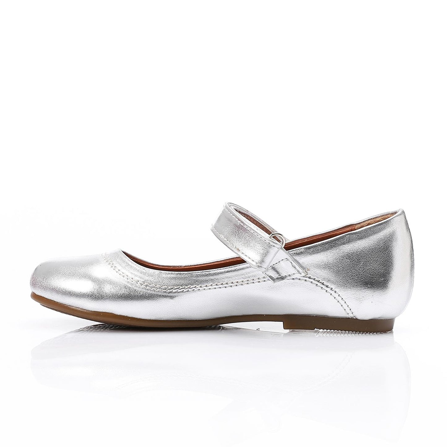 Silver Upper Velcro Closure Ballerina for Teen Girls