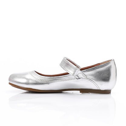 Silver Upper Velcro Closure Ballerina for Teen Girls