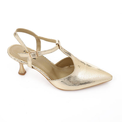 Shiny Gold Leather Pointed Toe Heels