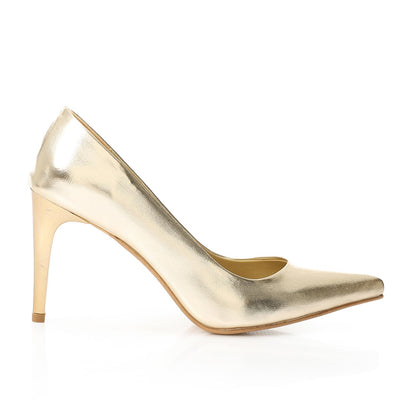Classic Gold Stiletto Pumps - حذاء كلاسيك ذهبي بكعب رفيع