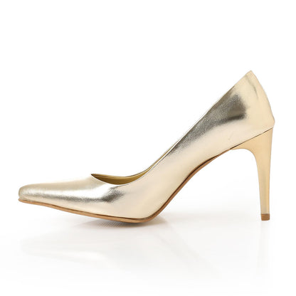 Classic Gold Stiletto Pumps - حذاء كلاسيك ذهبي بكعب رفيع