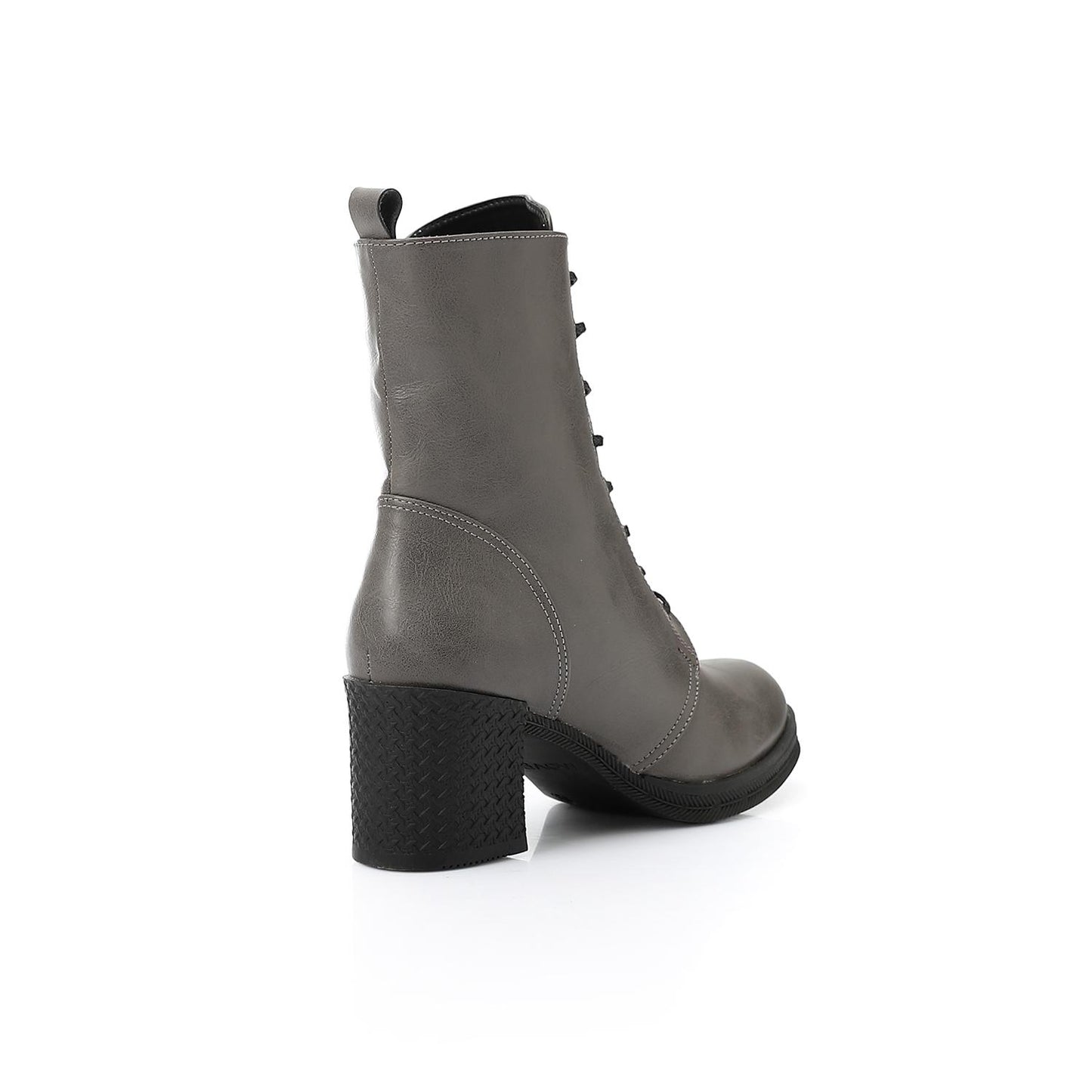 Lace-up Ankle Boot with Side Zipper - بوت للكاحل برباط وسوستة جانبية
