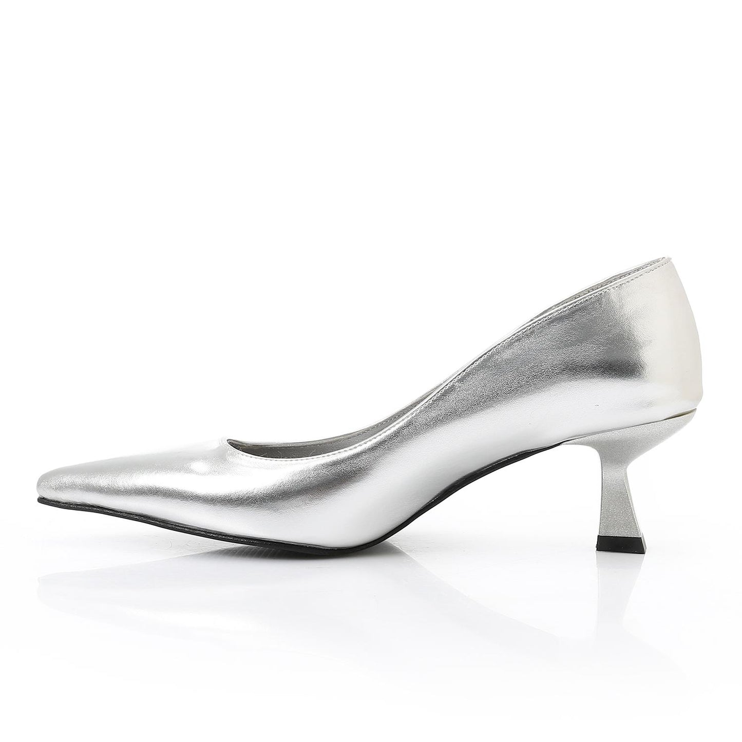 Silver Solid Pointed-Toe Pumps - حذاء بكعب سادة بمقدمة مدببة