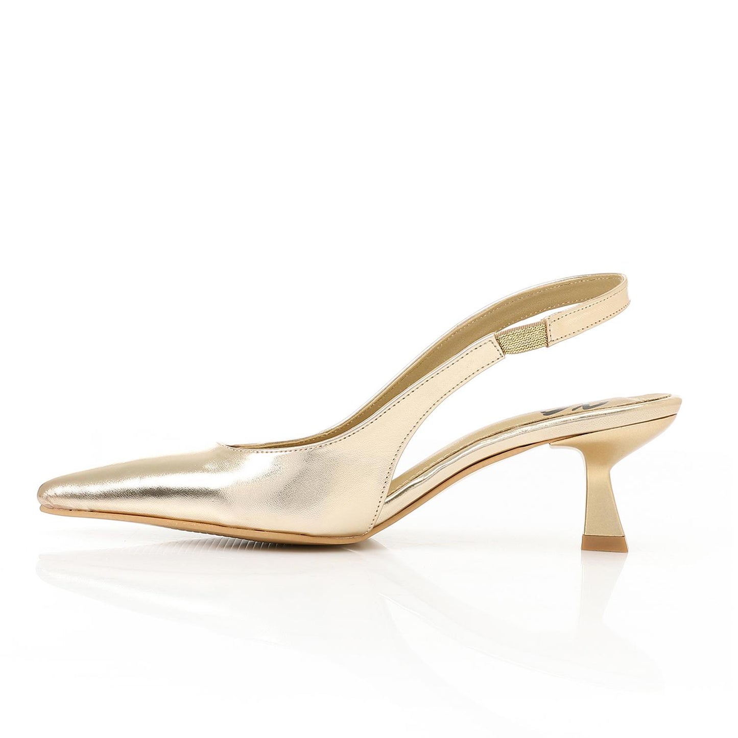 Gold Slingback Pumps - حذاء ذهبي بكعب مفتوح من الخلف