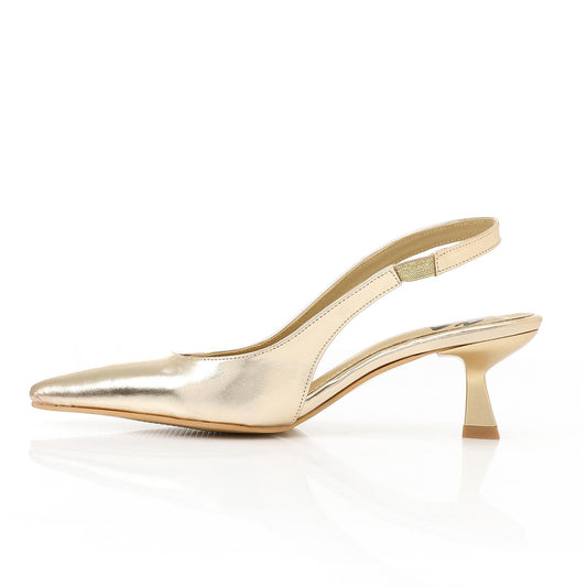 Gold Slingback Pumps - حذاء ذهبي بكعب مفتوح من الخلف