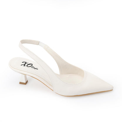 White Slingback Pumps - حذاء أبيض بكعب مفتوح من الخلف