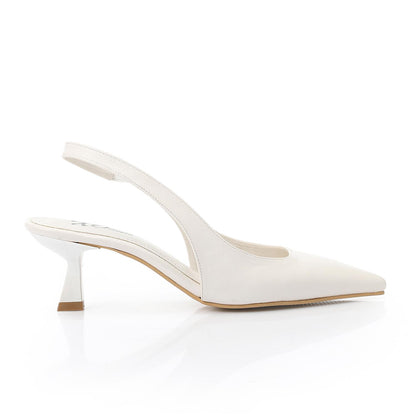 White Slingback Pumps - حذاء أبيض بكعب مفتوح من الخلف