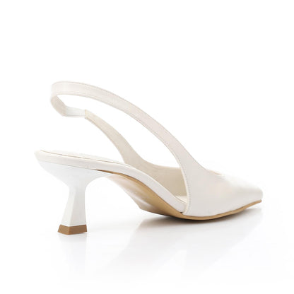 White Slingback Pumps - حذاء أبيض بكعب مفتوح من الخلف