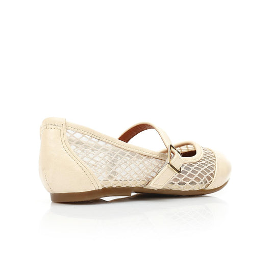 Girls Beige Casual Mesh Ballerina - بالرينا كاجوال شبك بيج للبنات