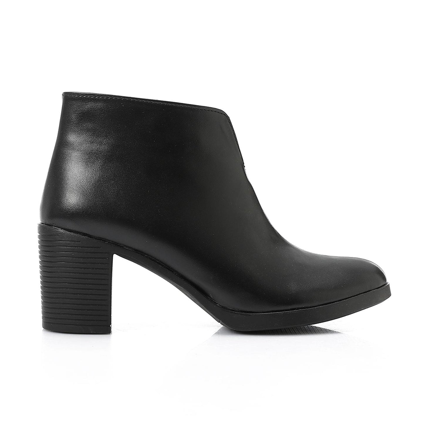 Black Plain Ankle Boot - بوت للكاحل أسود سادة