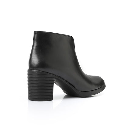 Black Plain Ankle Boot - بوت للكاحل أسود سادة