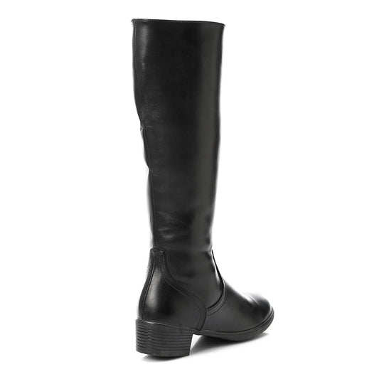 Black Comfy Knee High Boots - بوت للركبة مريح أسود