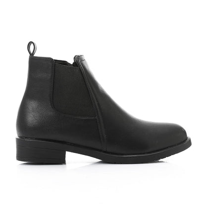 Black Leather Ankle Boot - بوت للكاحل جلد أسود