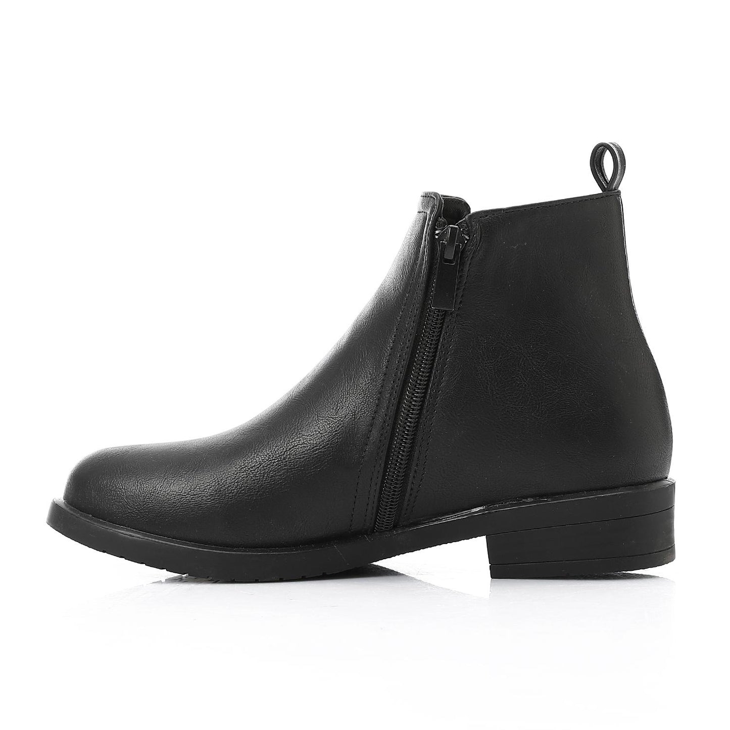 Black Leather Ankle Boot - بوت للكاحل جلد أسود
