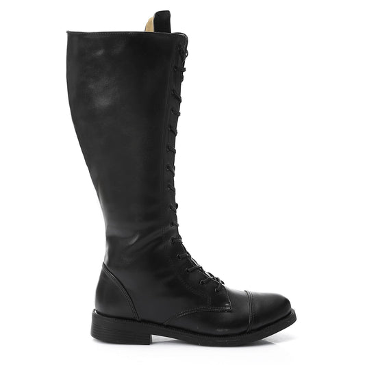 Lace-Up Boot with Side Zipper