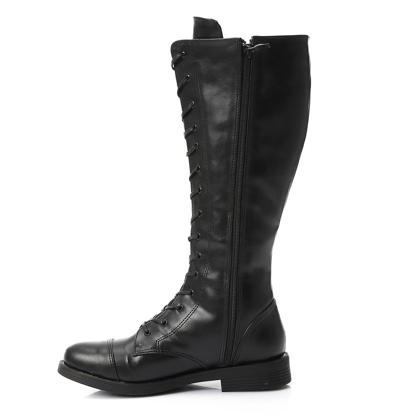 Round Toe Boot with Side Zipper - بوت بمقدمة دائرية وسوستة جانبية