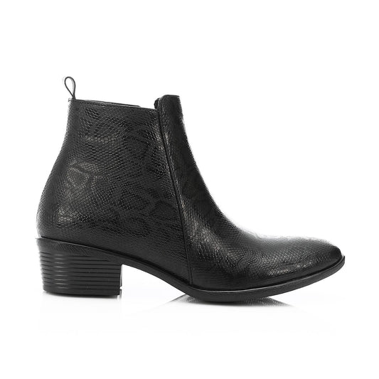 Leather Ankle Boot - Black.