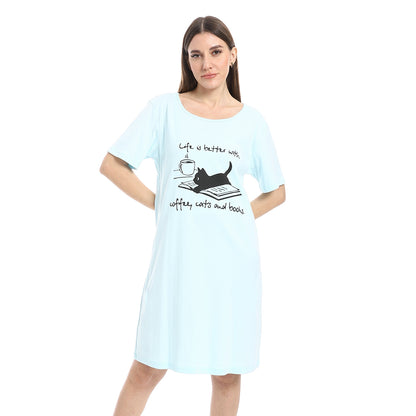Short Sleeve Printed Nightgown