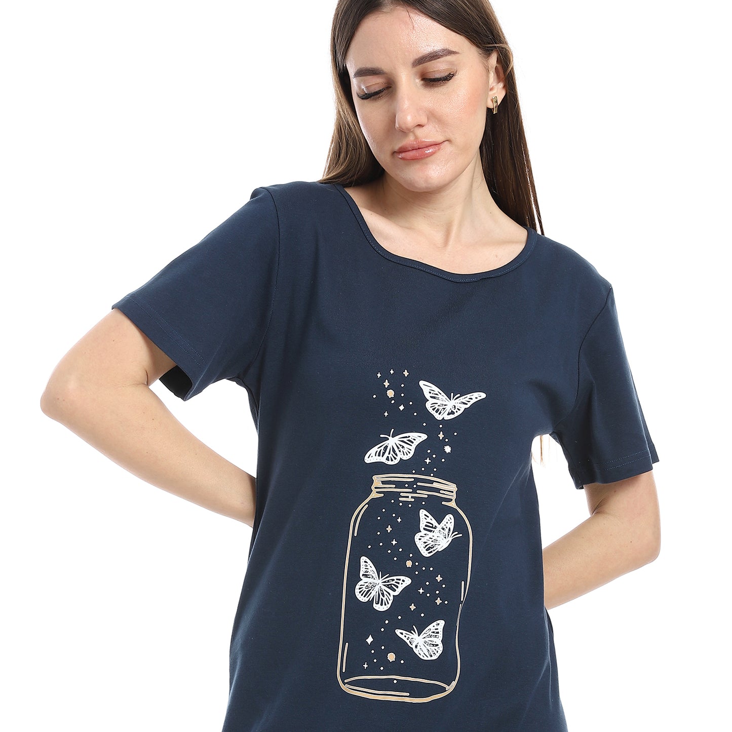 Short Sleeve Printed Nightgown